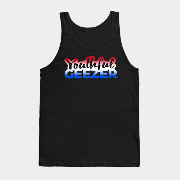 Youthful Geezer Brand Logo Red White Blue Logo Tank Top by YouthfulGeezer